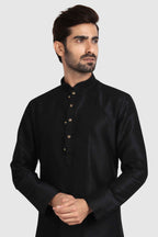 Raivat Ethnic Art Silk Kurta Pajama In Black Colour