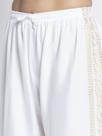 PAVONINE White Color Block Side Printed Rayon Fabric Sharara For Women - Distacart