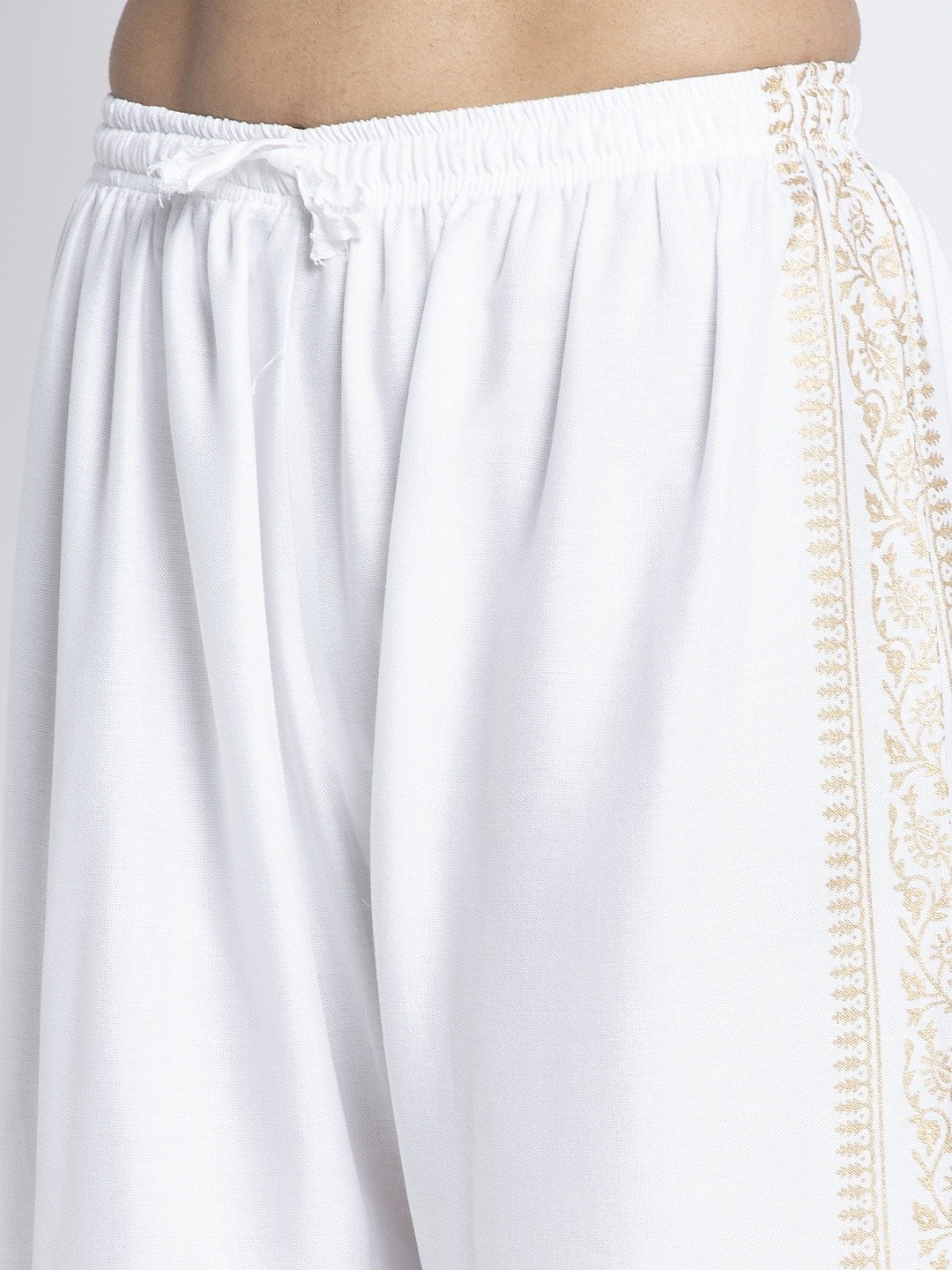 PAVONINE White Color Block Side Printed Rayon Fabric Sharara For Women - Distacart