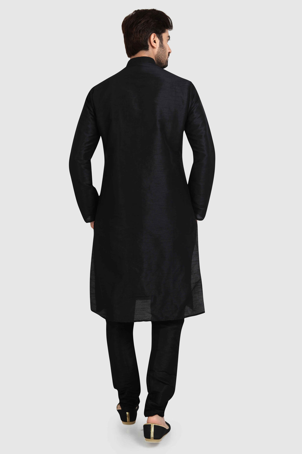 Raivat Ethnic Art Silk Kurta Pajama In Black Colour