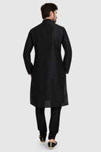 Raivat Ethnic Art Silk Kurta Pajama In Black Colour