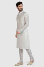 Raivat Ethnic Art Silk Kurta Pajama In Off White Colour