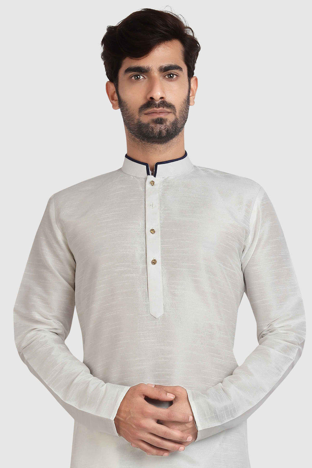 Raivat Ethnic Art Silk Kurta Pajama In Off White Colour
