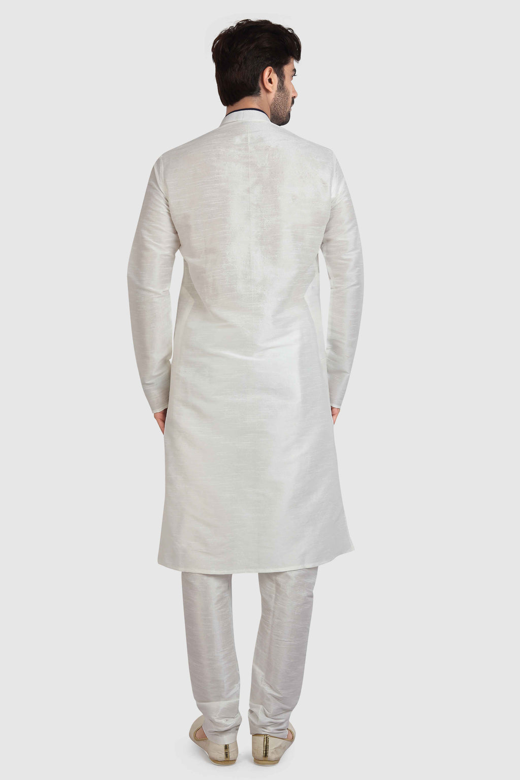 Raivat Ethnic Art Silk Kurta Pajama In Off White Colour