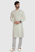 Raivat Ethnic Art Silk Kurta Pajama In Cream Colour