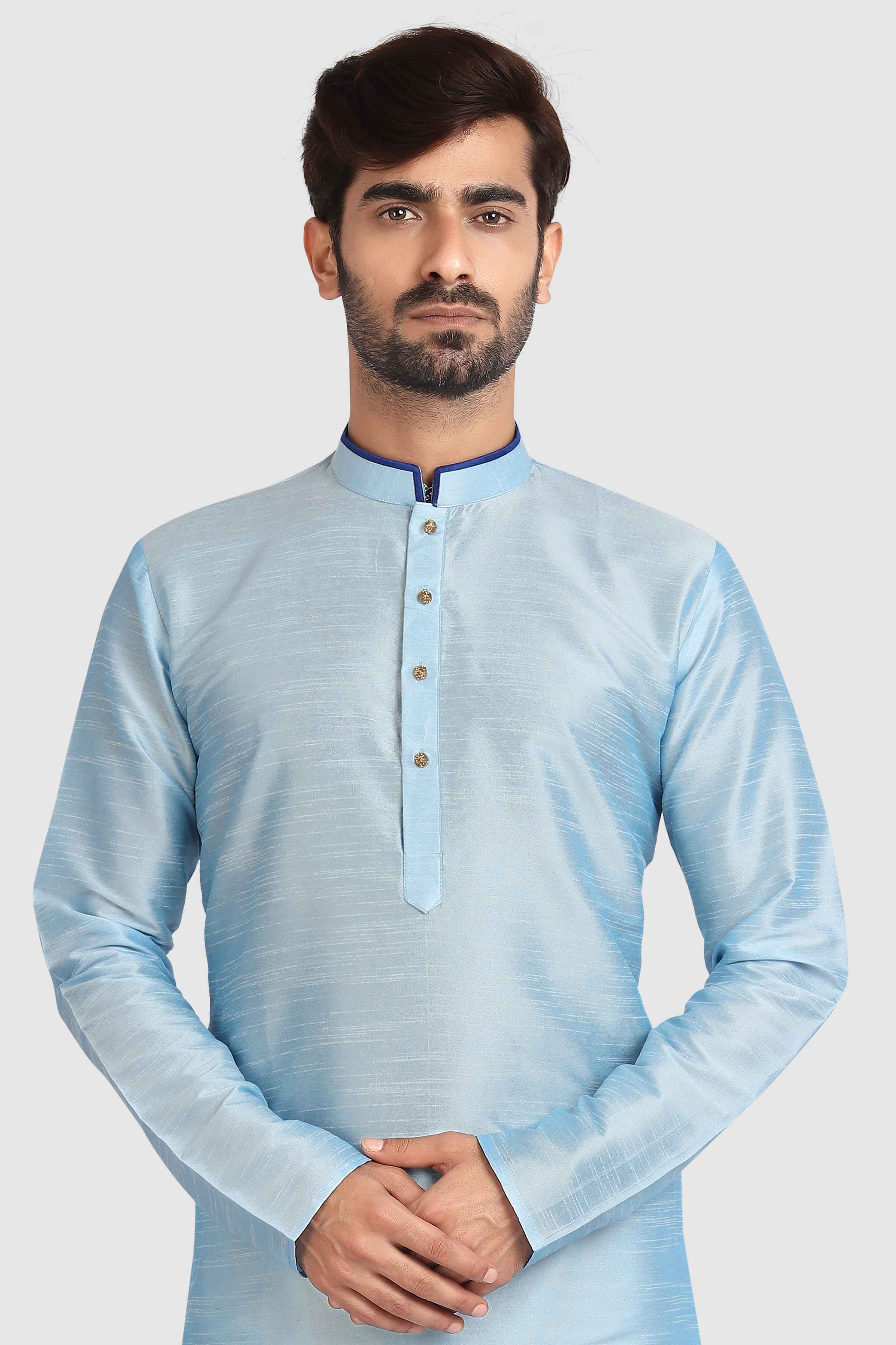 Raivat Ethnic Art Silk Kurta Pajama In Sky Blue Colour