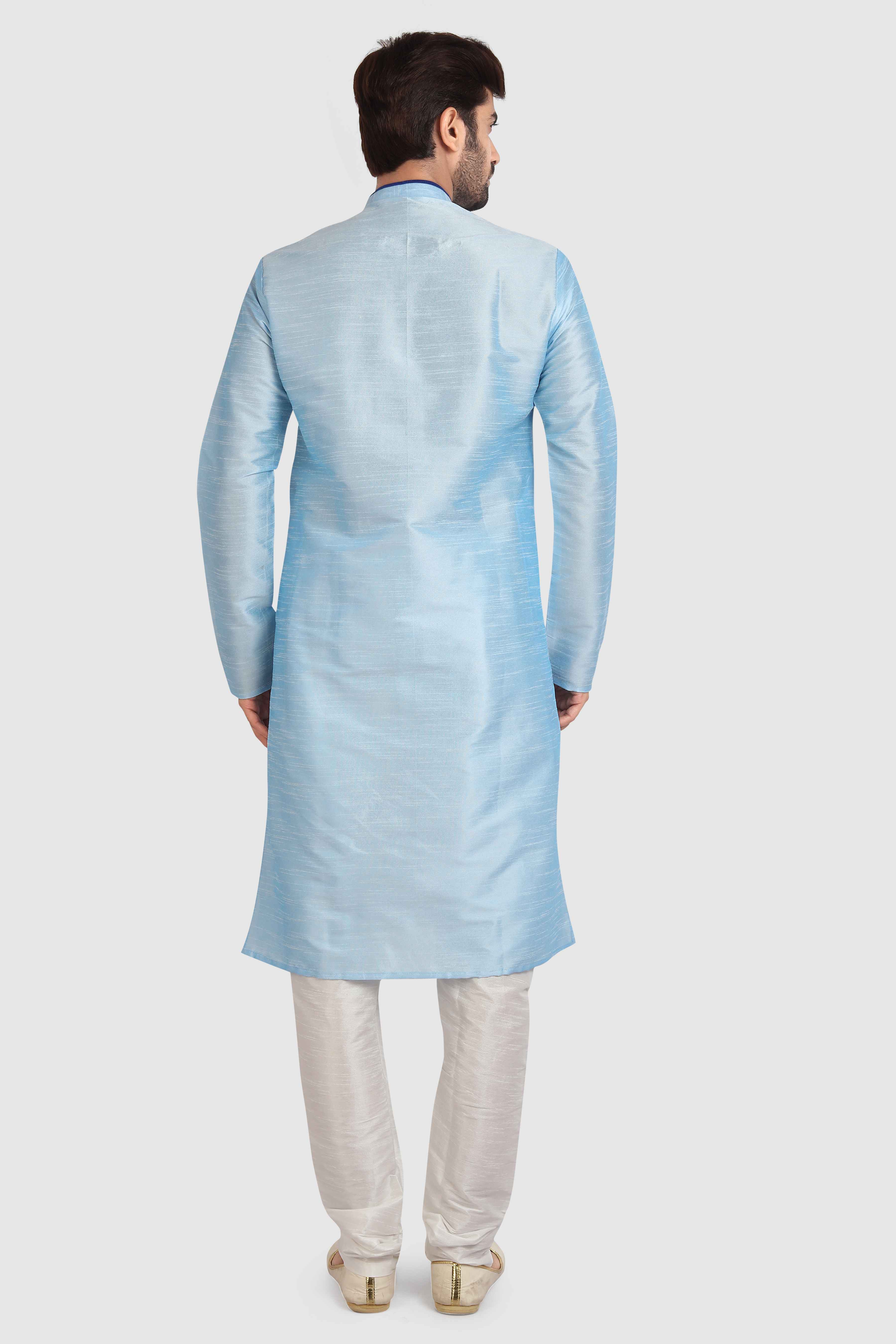 Raivat Ethnic Art Silk Kurta Pajama In Sky Blue Colour