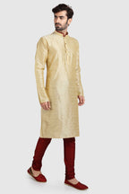 Raivat Ethnic Art Silk Kurta Pajama In Gold Colour