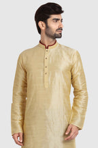 Raivat Ethnic Art Silk Kurta Pajama In Gold Colour