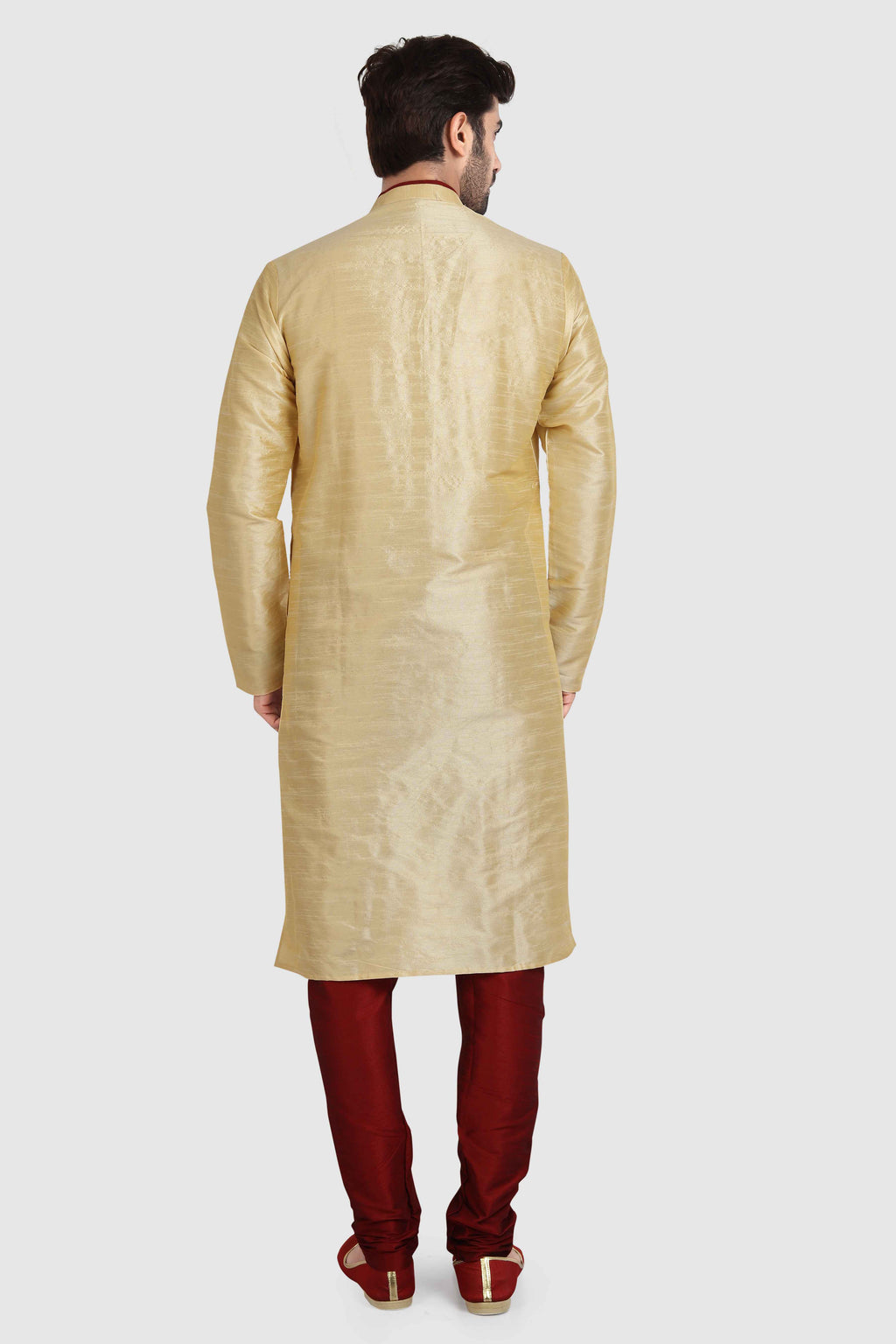Raivat Ethnic Art Silk Kurta Pajama In Gold Colour