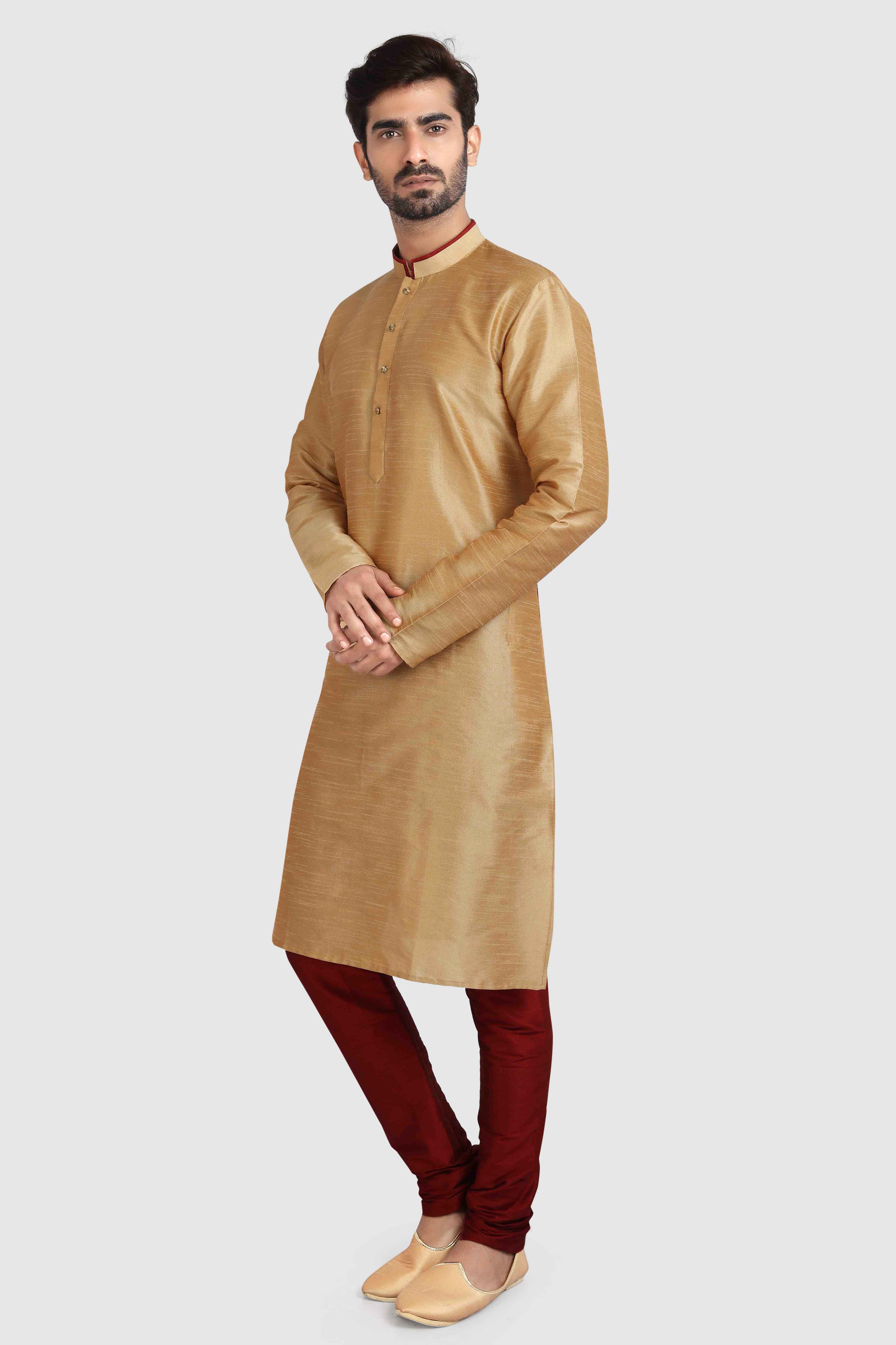 Raivat Ethnic Art Silk Kurta Pajama In Chikoo Colour - Distacart