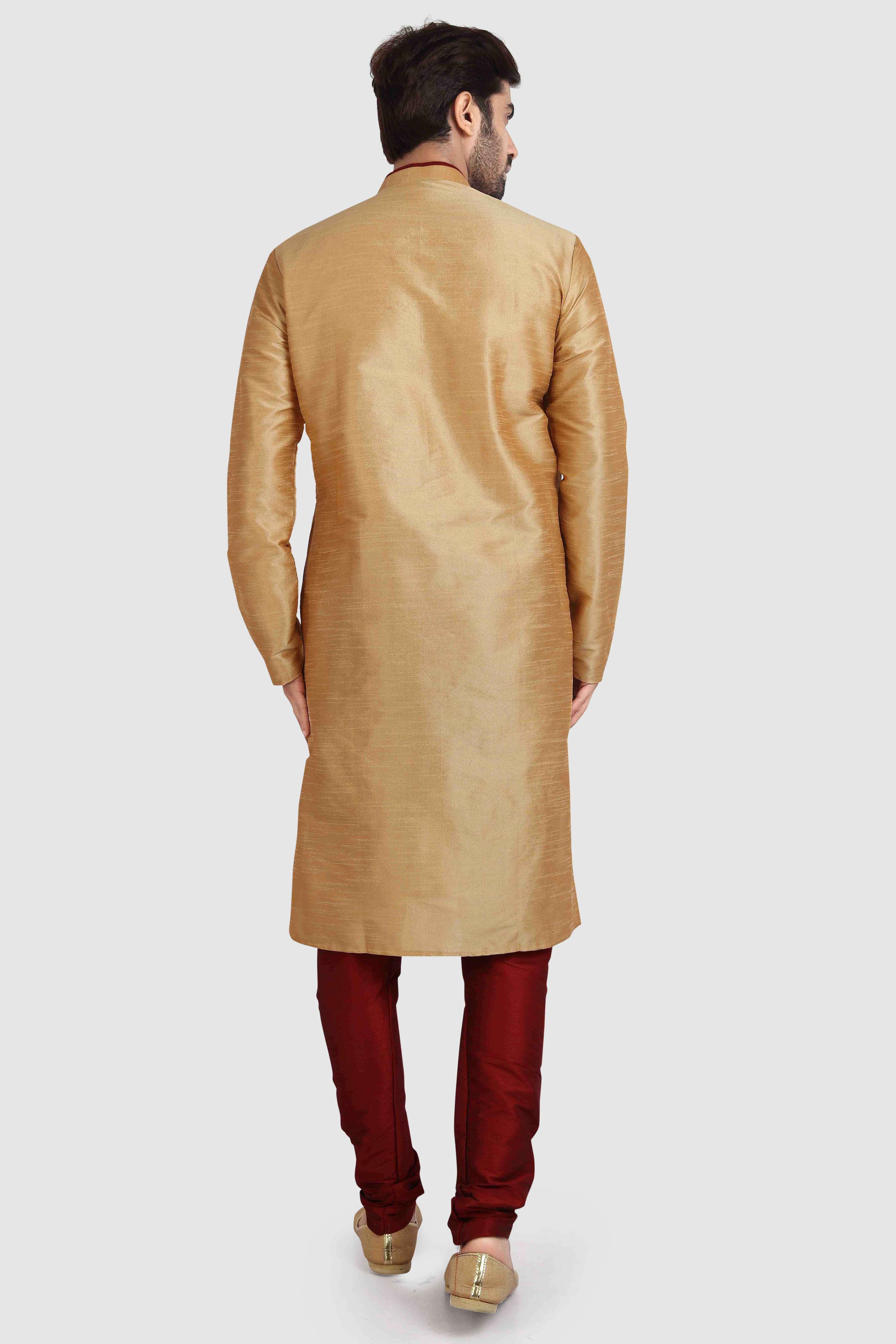 Raivat Ethnic Art Silk Kurta Pajama In Chikoo Colour - Distacart