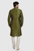 Raivat Ethnic Art Silk Kurta Pajama In Mehendi Green Colour - Distacart