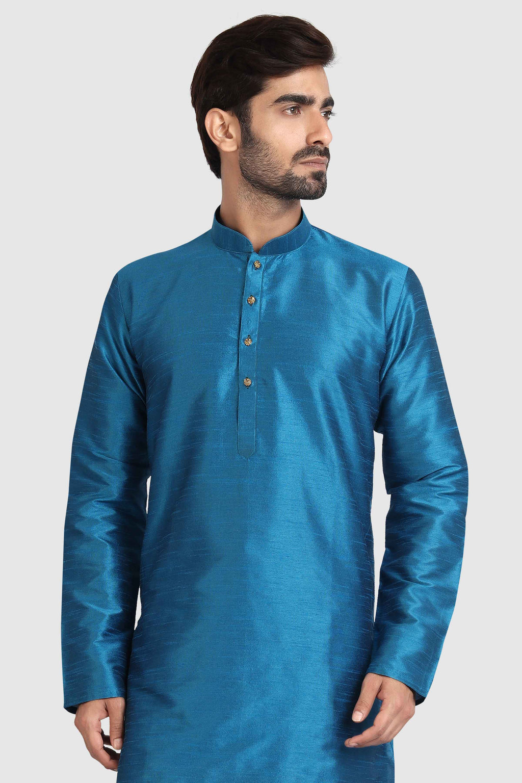 Raivat Ethnic Art Silk Kurta Pajama In Teal Blue Colour