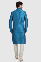 Raivat Ethnic Art Silk Kurta Pajama In Teal Blue Colour