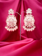 Tehzeeb Creations Fashionable Gold Earrings Studded With Kundan And Pearl - Distacart