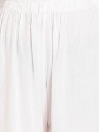TAG 7 Women White Solid Straight Palazzos
