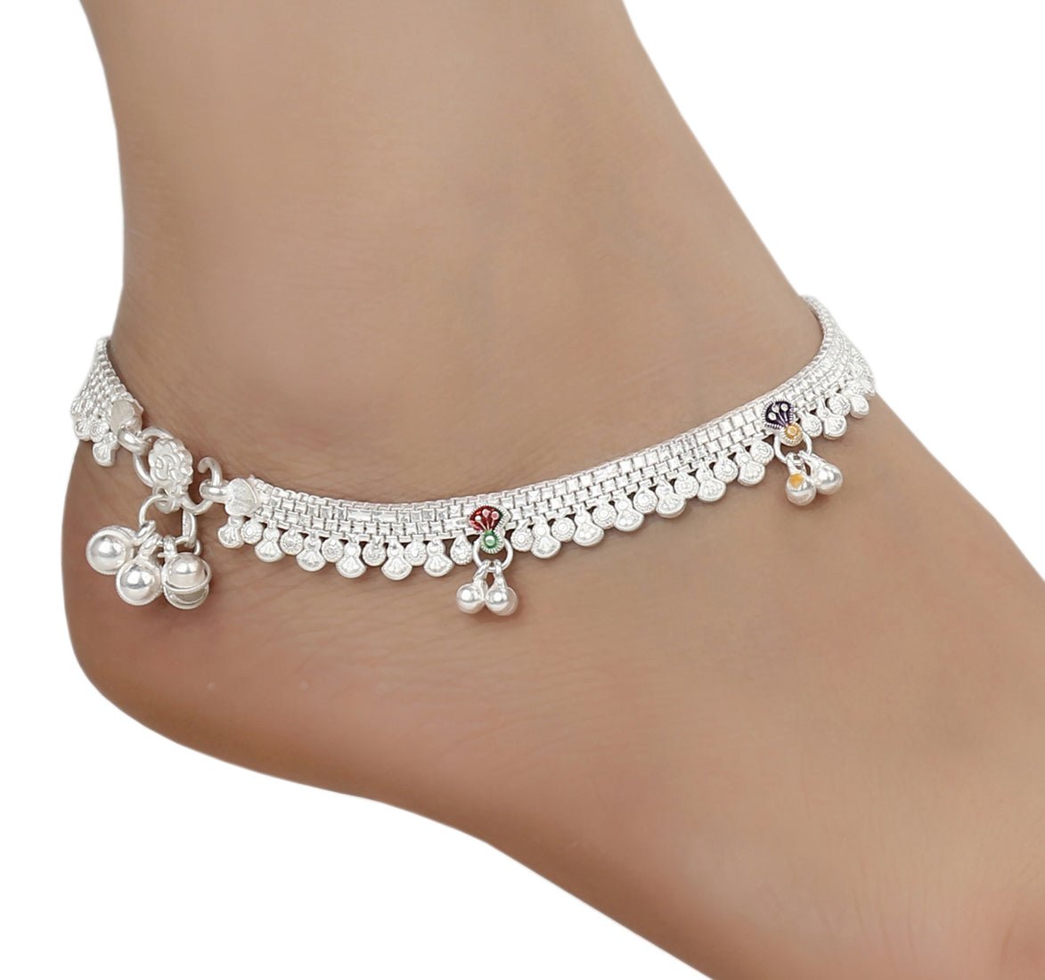 AanyaCentric Silver Plated Traditional Anklets Payal - Classic and Stylish for Women and Girls - Distacart