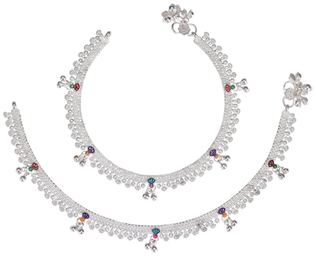 AanyaCentric Silver Plated Traditional Anklets Payal - Classic and Stylish for Women and Girls - Distacart