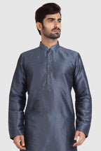 Raivat Ethnic Art Silk Kurta Pajama In Dark Grey Colour