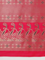 Monjolika Fashion Light Pink Banarasi Silk Blend SareeIn Classic Paisley & Rich Zari Pallu Comes With Unstitched Blouse