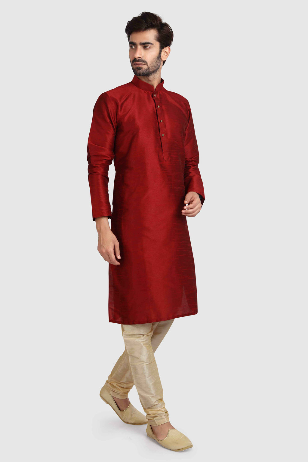 Raivat Ethnic Art Silk Kurta Pajama In Maroon Colour