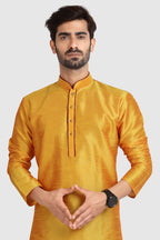 Raivat Ethnic Art Silk Kurta Pajama In Mustard Colour - Distacart