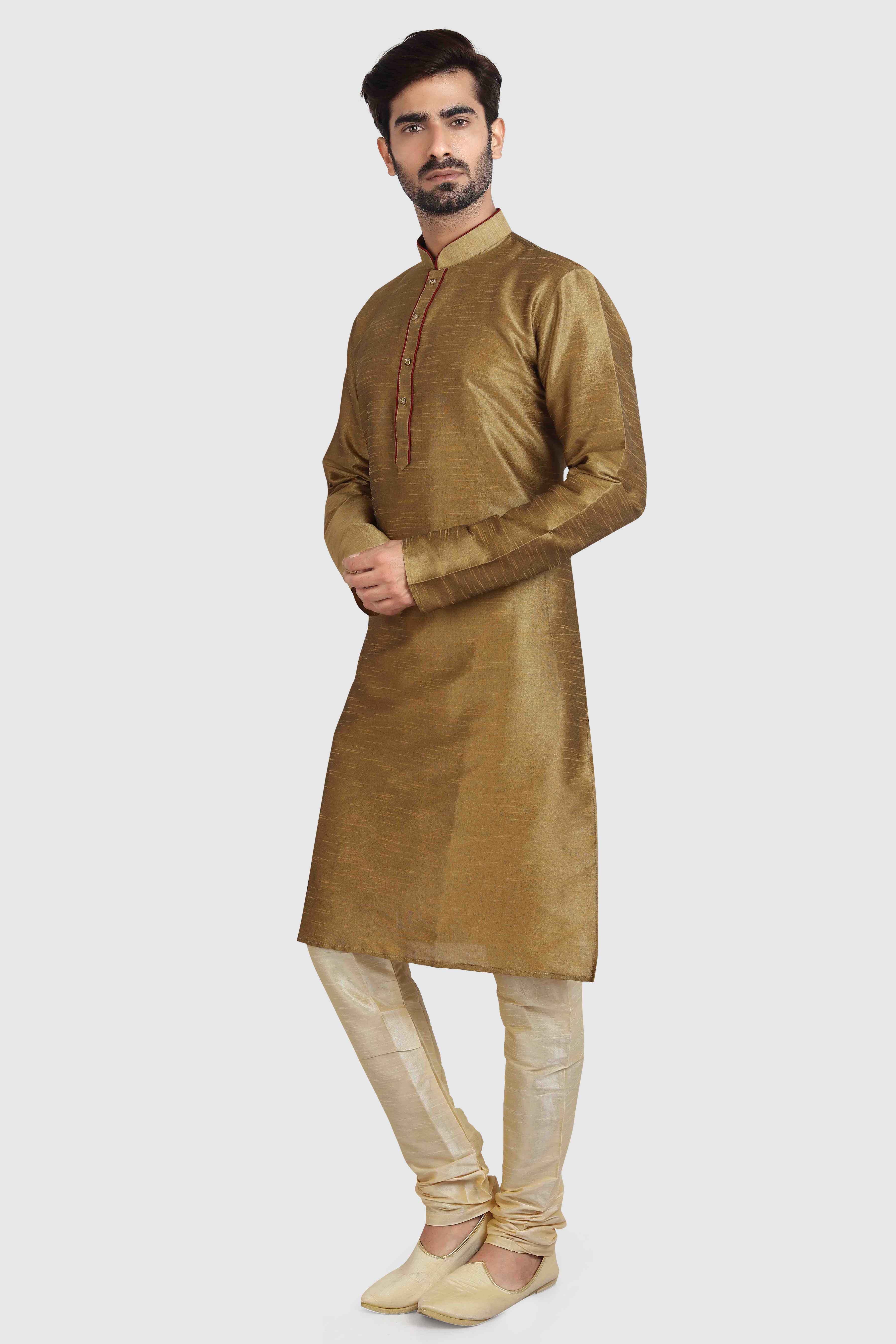Raivat Ethnic Art Silk Kurta Pajama In Tusser Colour