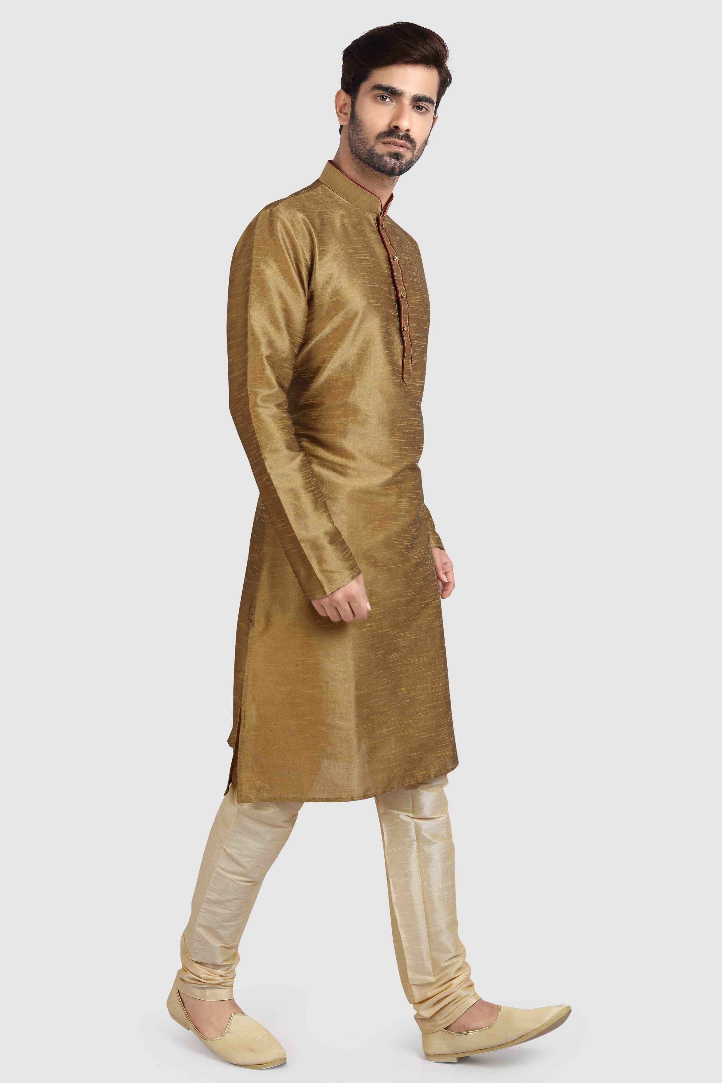Raivat Ethnic Art Silk Kurta Pajama In Tusser Colour
