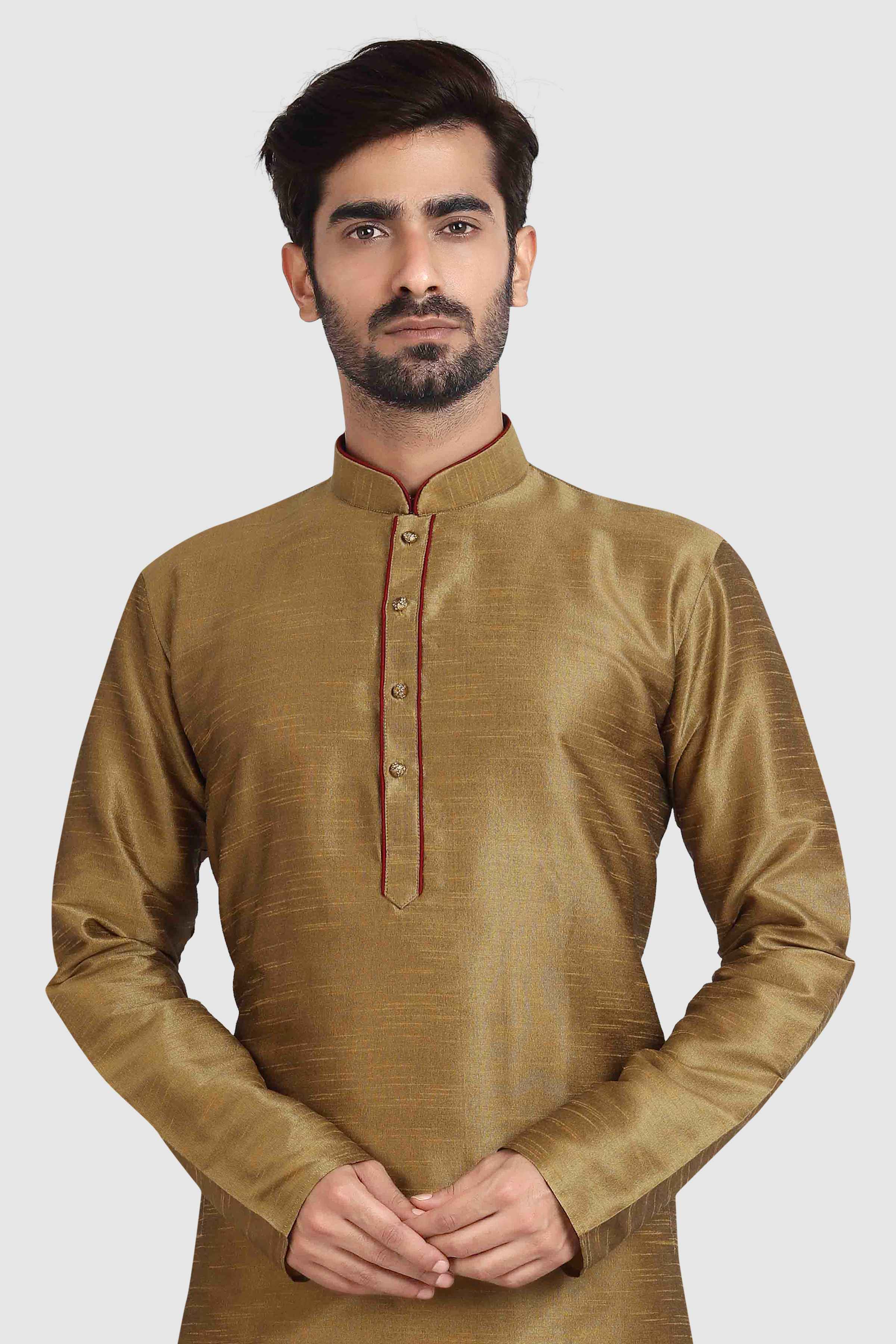 Raivat Ethnic Art Silk Kurta Pajama In Tusser Colour
