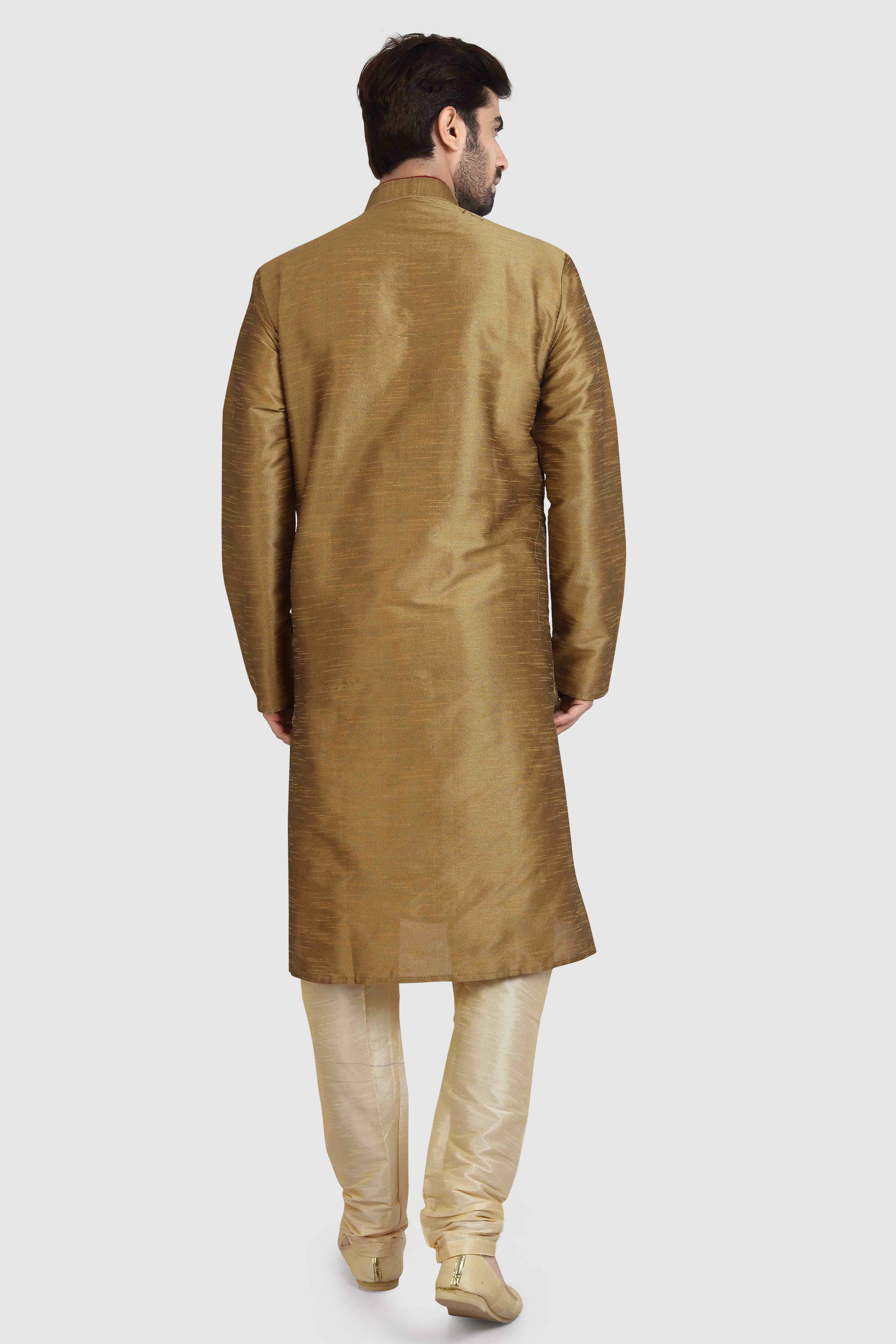 Raivat Ethnic Art Silk Kurta Pajama In Tusser Colour