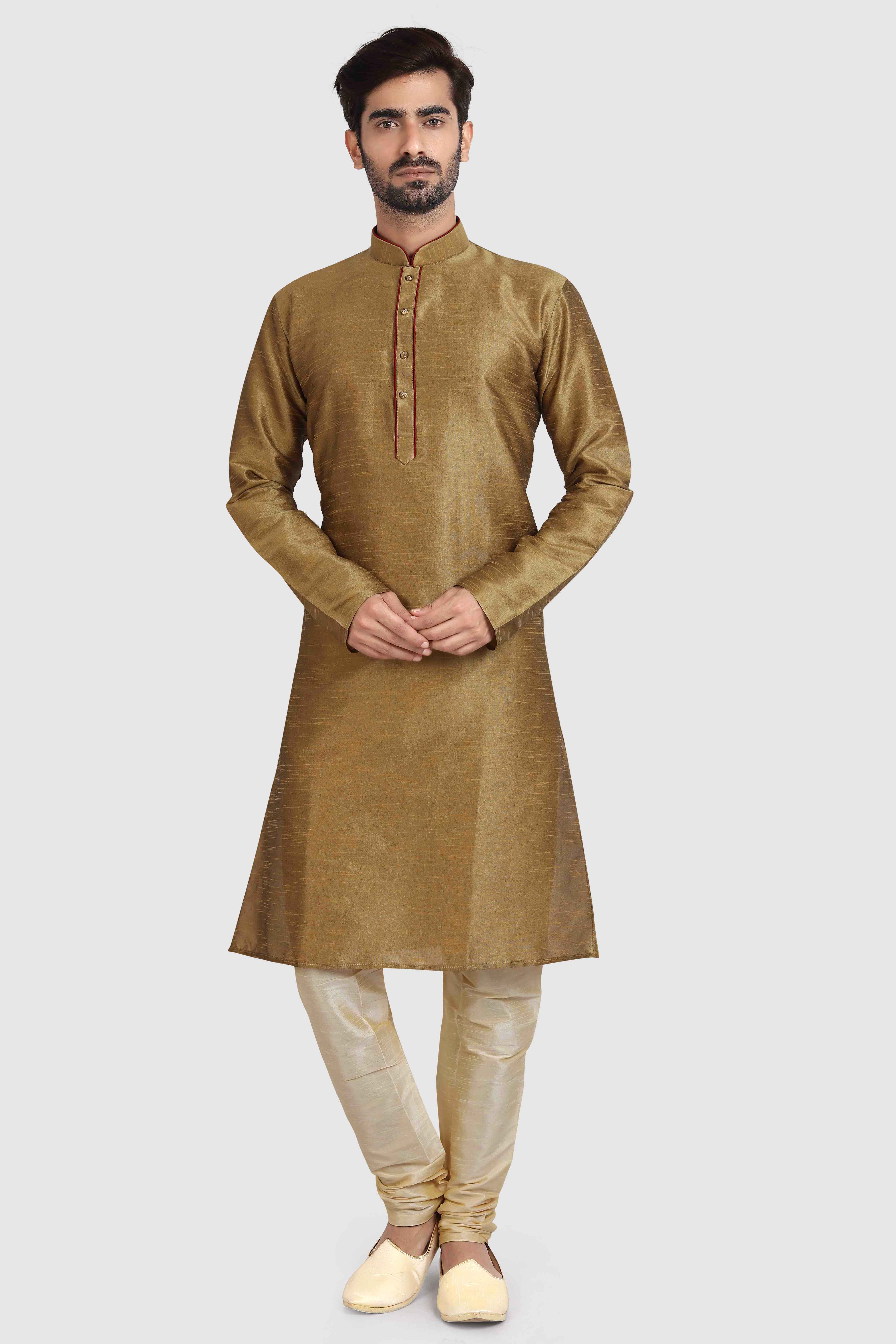 Raivat Ethnic Art Silk Kurta Pajama In Tusser Colour
