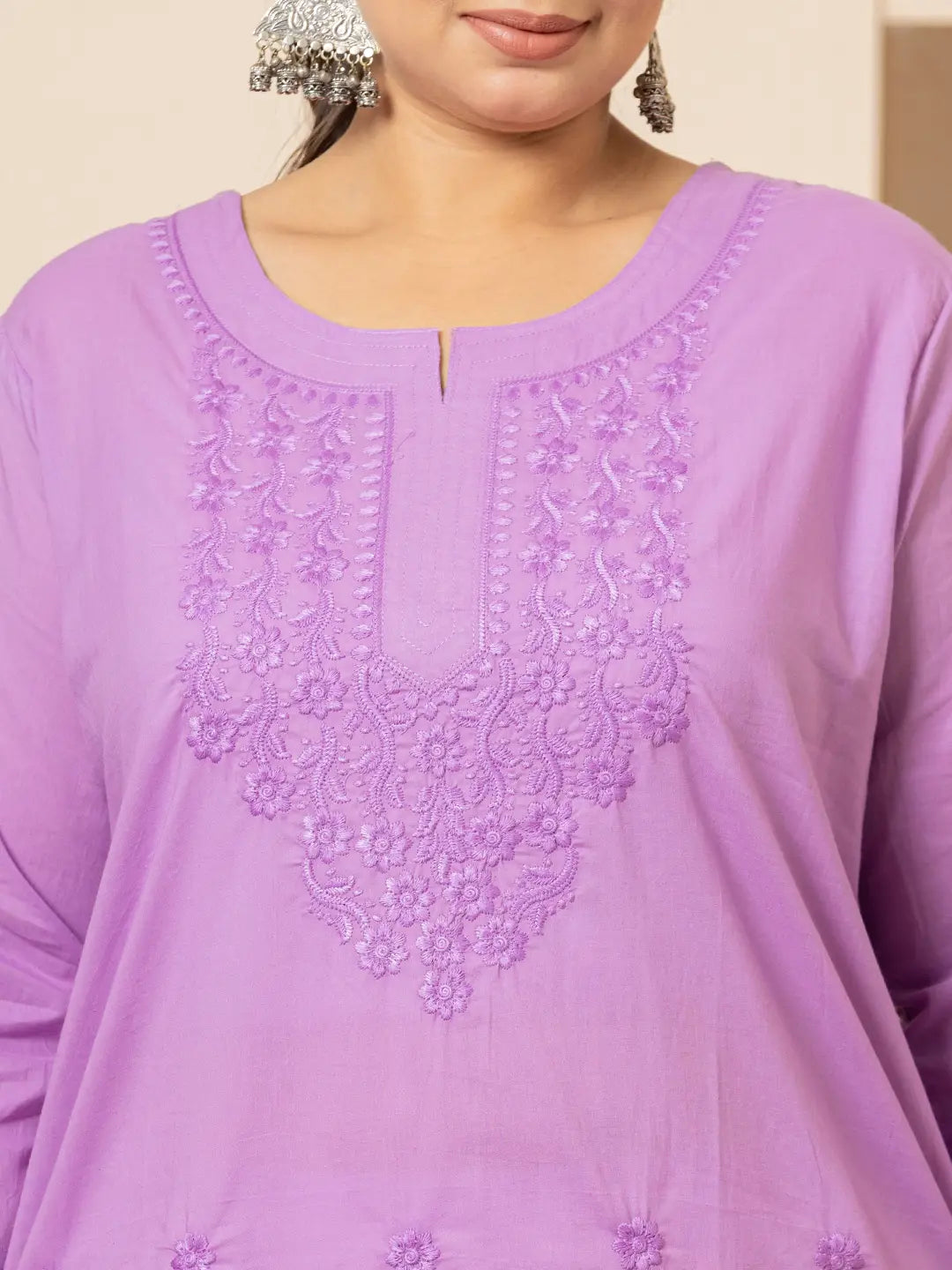 Yufta Women Lavender Floral Straight Plus Size Kurta