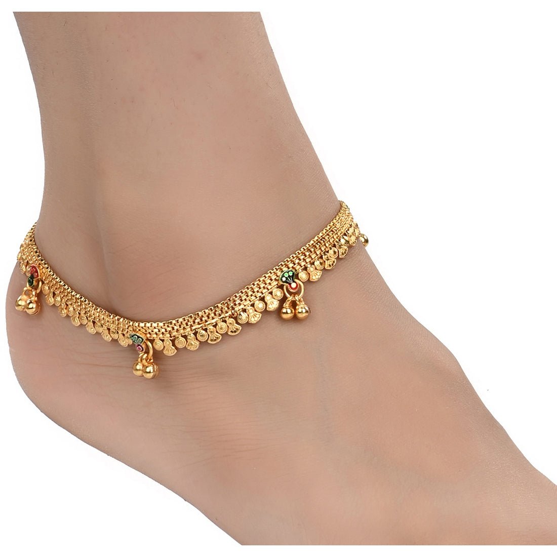 AanyaCentric Gold Plated Traditional Anklets Payal - Classic and Stylish for Women and Girls - Distacart