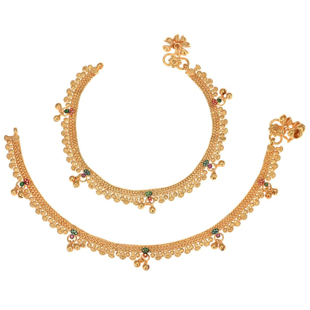 AanyaCentric Gold Plated Traditional Anklets Payal - Classic and Stylish for Women and Girls - Distacart
