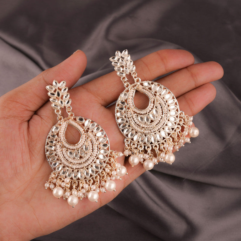 Tehzeeb Creations Pack of 1 Gold Drop & Danglers Earring For Women & Girls Diamond, Pearl Brass Drops & Danglers - Distacart