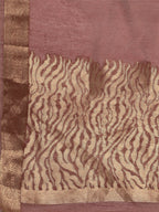 Saree Mall Mauve & Gold Solid Linen Blend Taant Saree - Distacart