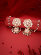 Tehzeeb Creations Kundan Pearl Studded Long Dangle Earrings For Women & Girls - Distacart