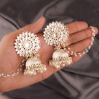 Tehzeeb Creations Kundan Pearl Studded Long Dangle Earrings For Women & Girls - Distacart