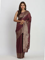 Shree Shyam Fashion Linen Cotton Purple Saree - Distacart