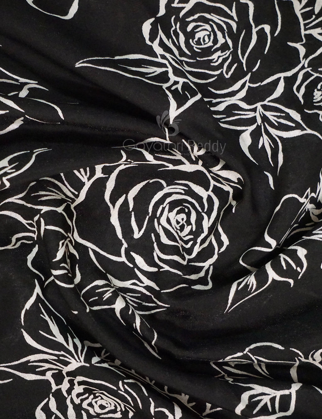 Shades of Black Floral Screen Dola Silk Saree By Gayathri Reddy Designer Studio
