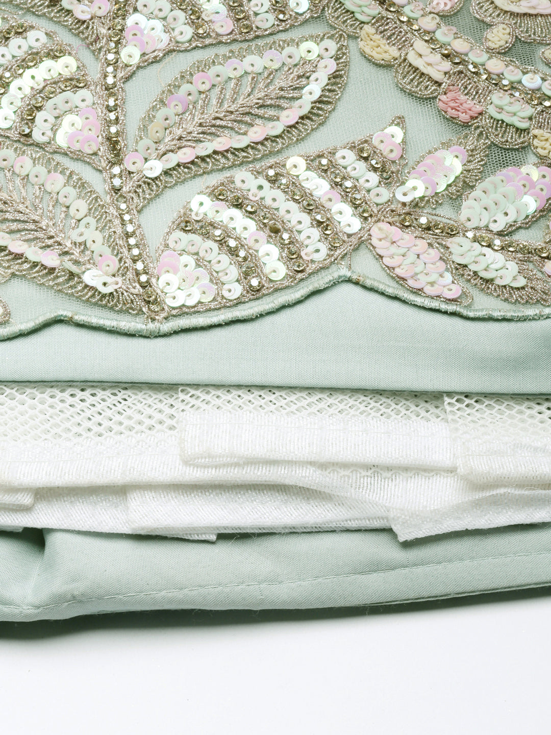 House of Panchhi Sea green Net Multi Sequins with heavy Zarkan embroidery Lehenga choli & Dupatta