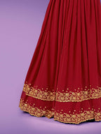 Myra Red Georgette Embroidered Designer Lehenga