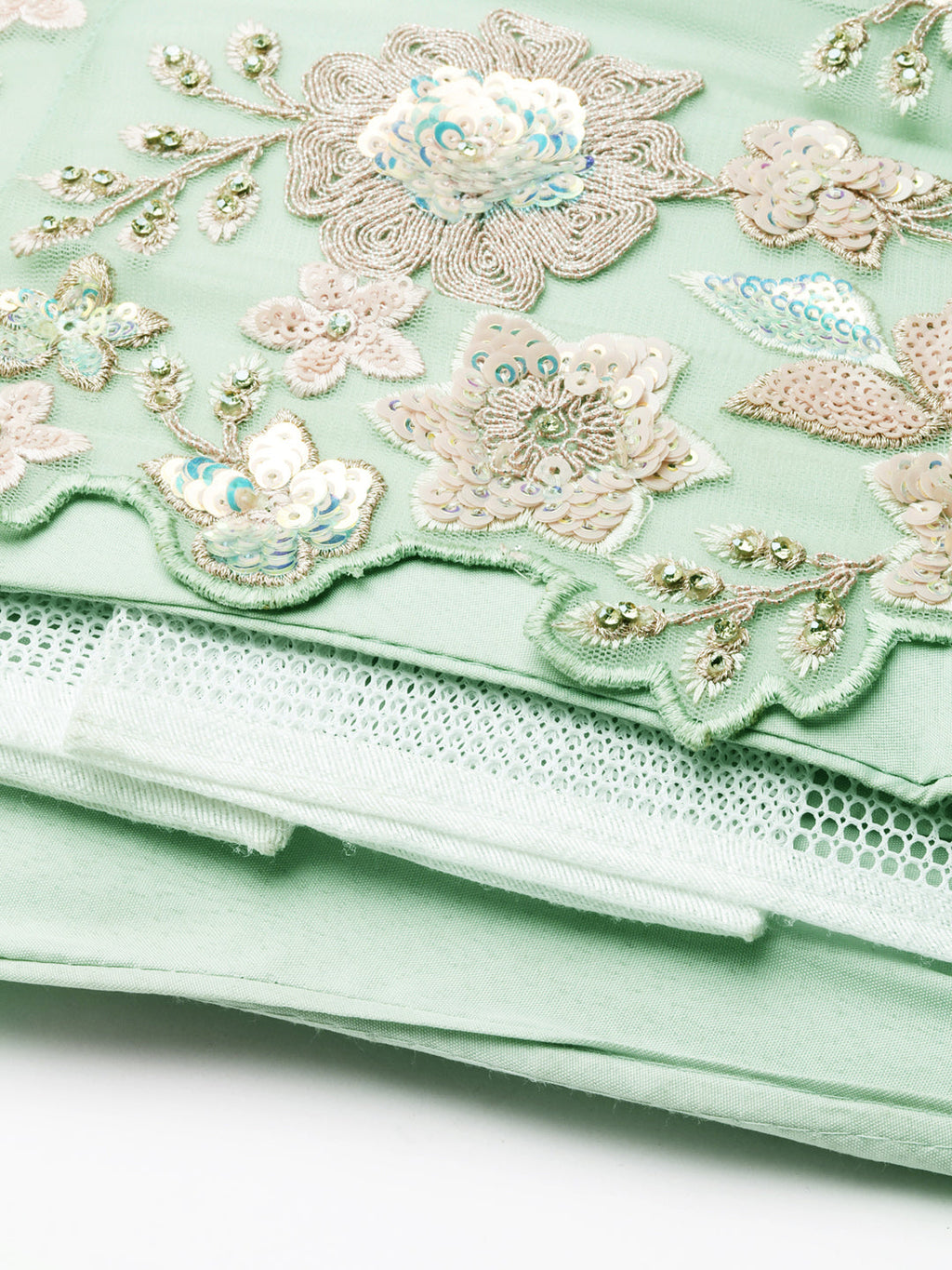 House of Panchhi Lime Green Net Sequins with heavy Zarkan embroidery Lehenga choli & Dupatta