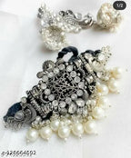 Tehzeeb Creations Women's Silver Colour Peacock Design Necklace And Earrings