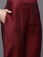 Indo Era Women Magenta Ethnic Motifs Embroidered Kurta with Trousers & With Dupatta - Distacart