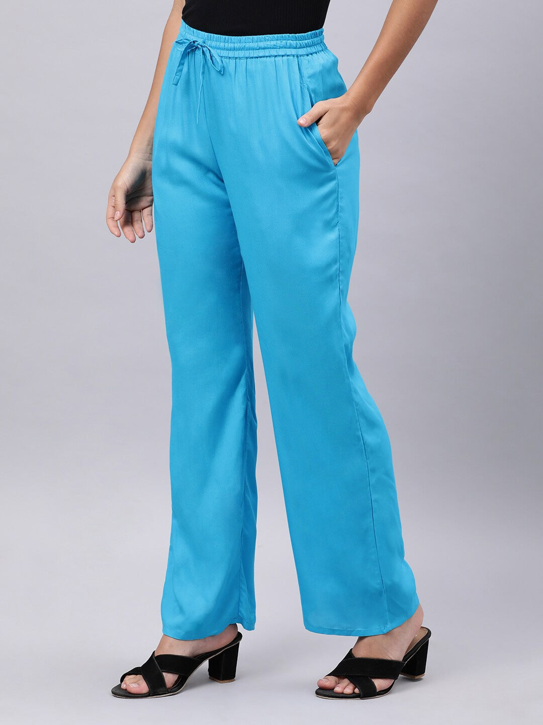 Souchii Blue Liva Ethnic Palazzos - Distacart