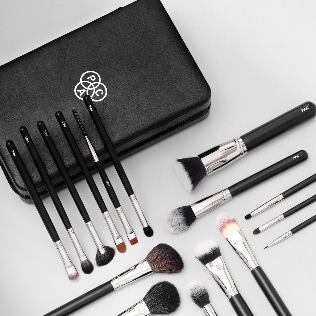 PAC Studio Absolute Basics - Amateur & Beginner MUA Set Lightweight Ergonomic Handles Hard Case Brush Pouch