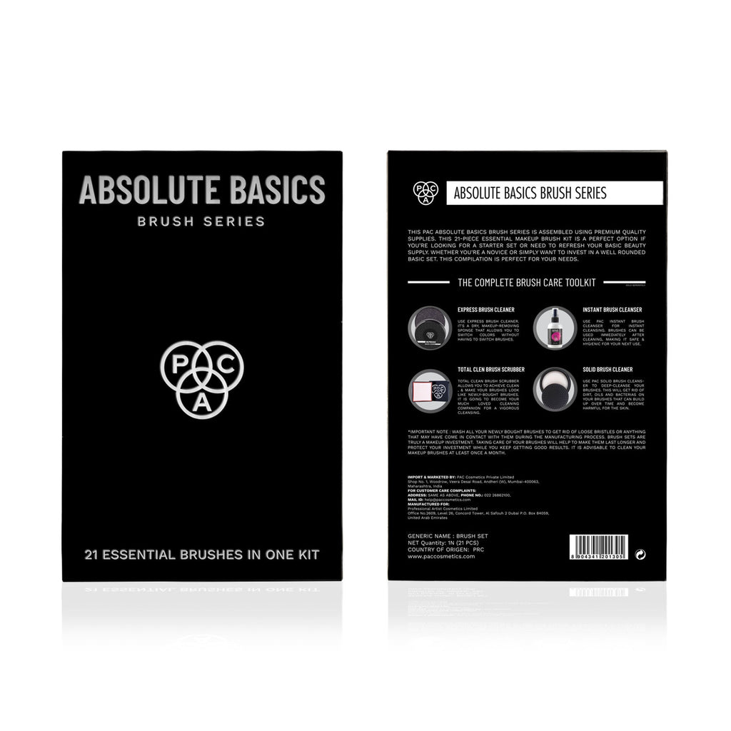 PAC Studio Absolute Basics - Amateur & Beginner MUA Set Lightweight Ergonomic Handles Hard Case Brush Pouch