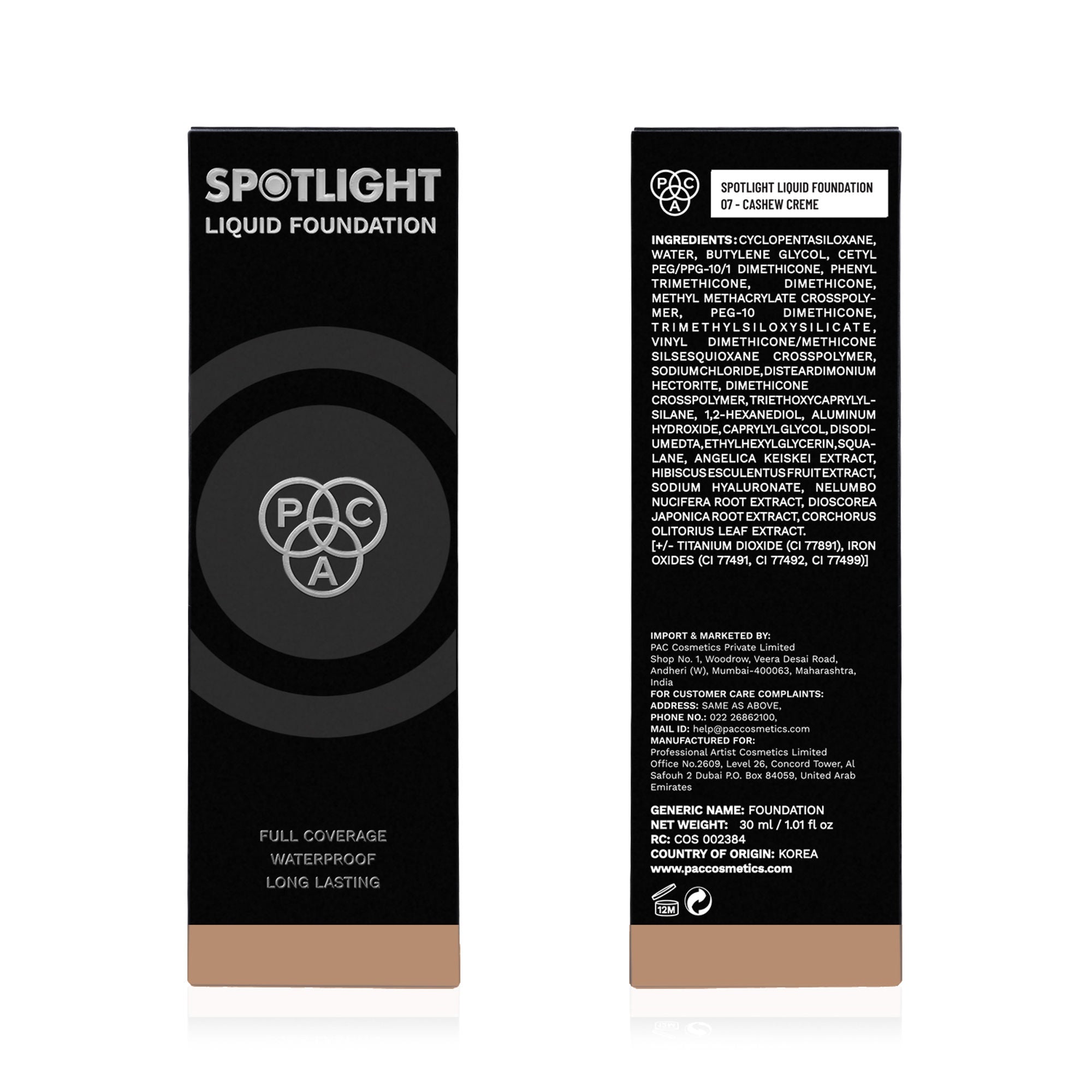 PAC Studio Spotlight Liquid Foundation - 07 Cashew Creme